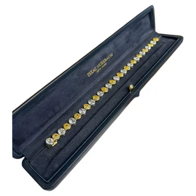 Pre-owned Issac Nussbaum 18k Yellow Gold 27.32 Carat Oval Cut Y/wh Gold Diamond Bracelet