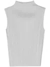 Issey Miyake Pleated Funnel Neck Top In Grey