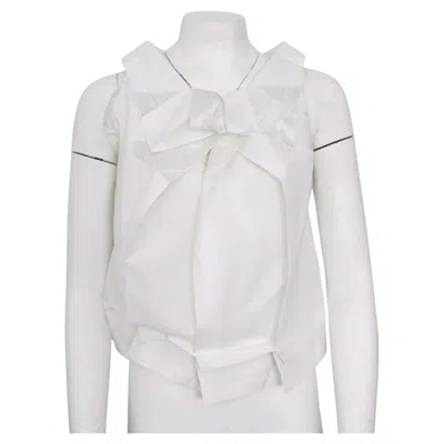 Pre-owned Issey Miyake 132 5. Standard White Metallic Origami Transformable Sleeveless Top