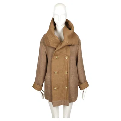 Pre-owned Issey Miyake 1980's  Plantation Camel Coat With Dramatic Hood In Brown