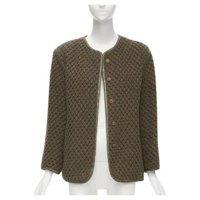 Pre-owned Issey Miyake 1980's Vintage Brown Waffle Textured Cloque Leather Trim Jacket M
