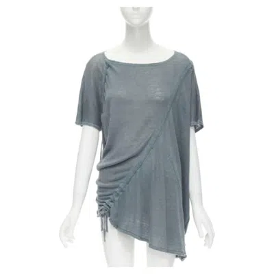 Pre-owned Issey Miyake 1980's Vintage Teal Blue Diagonal Bias Drawstring Sweater M Rare In Green