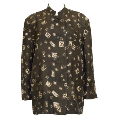 Pre-owned Issey Miyake 1980s  Brown Printed Silk Jacket
