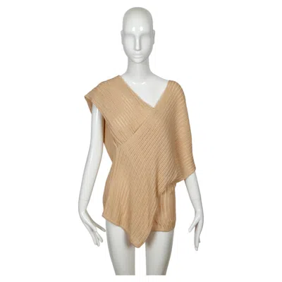 Pre-owned Issey Miyake 1983  Oversized Off-the Shoulder Peach Sweater In Sand