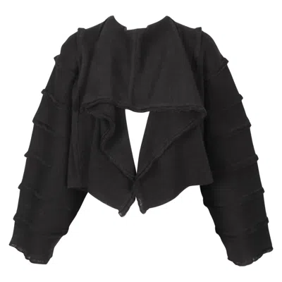 Pre-owned Issey Miyake 1985  Charcoal Draped Runway Sweater In Black