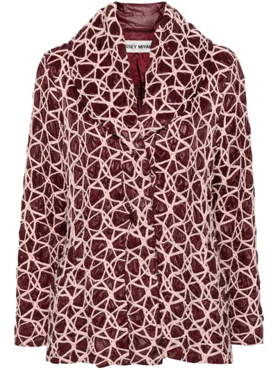 Pre-owned Issey Miyake 1990s Embroidered Puffer Jacket In Red