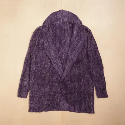 Pre-owned Issey Miyake 1990s Horn By  Pleats Psychedelic Cardigan In Purple