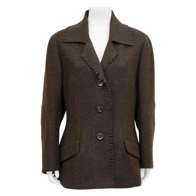 Pre-owned Issey Miyake 1990s  Brown Felted Wool Peacoat