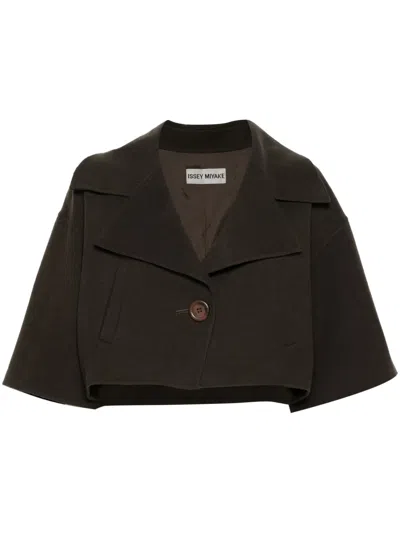 Pre-owned Issey Miyake 1990s Wool Cropped Jacket In Green