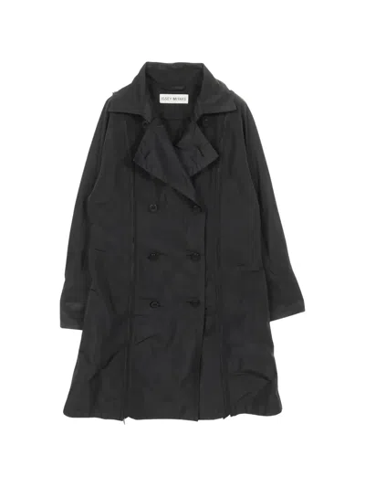 Pre-owned Issey Miyake 2000s Button Trench Coat In Black