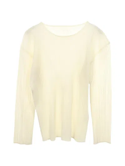 Pre-owned Issey Miyake 2000s Pleated Top In Neutrals