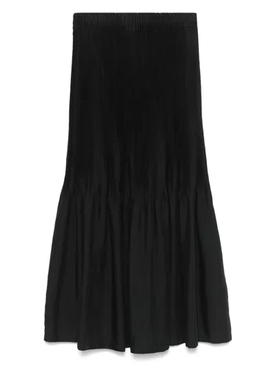 Pre-owned Issey Miyake 2000s Plissé-effect Midi Skirt In Black