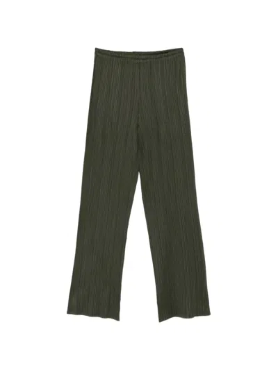 Pre-owned Issey Miyake 2000s Plissé-effect Trousers In Green