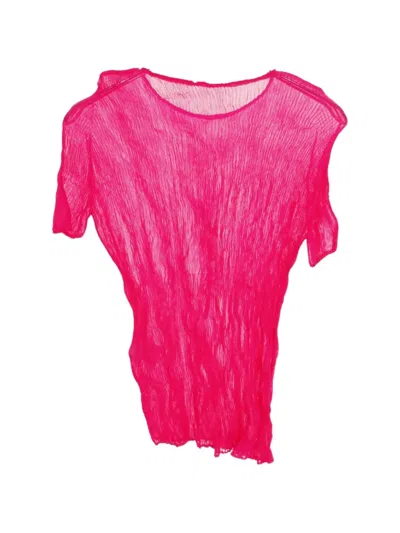Pre-owned Issey Miyake 2010 Pleated T-shirt In Pink