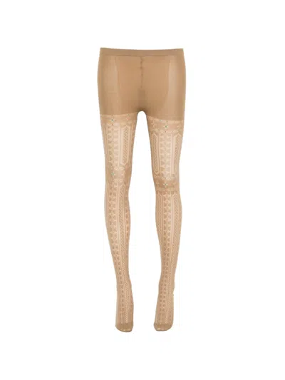 Pre-owned Issey Miyake 2010s Patterned Tights In Neutral