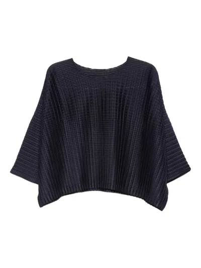 Pre-owned Issey Miyake 2010s Pleated Short-sleeved Top In Blue