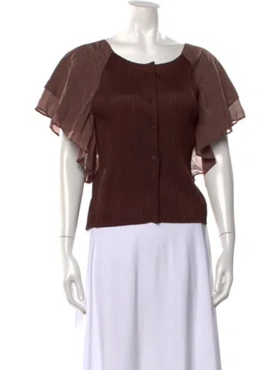 Pre-owned Issey Miyake 2011 Crew Neck Top In Brown
