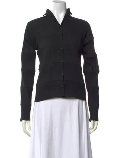 Pre-owned Issey Miyake 2012 Long Sleeve Button-up Top In Black