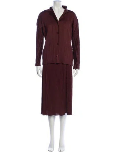 Pre-owned Issey Miyake 2012 Pleated Accents Skirt Set In Brown