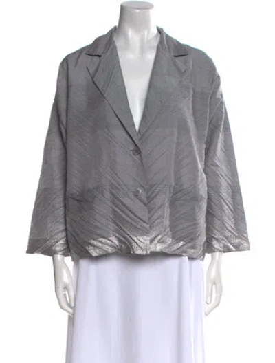 Pre-owned Issey Miyake 2012 V-neck Blouse In Gray