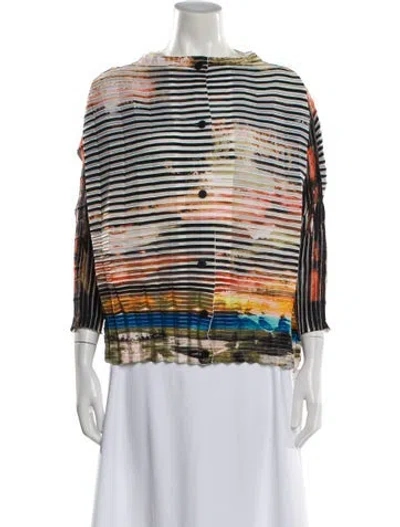 Pre-owned Issey Miyake 2018 Printed Top In Blue