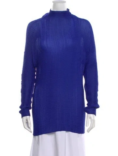 Pre-owned Issey Miyake 2019 Mock Neck Top In Blue