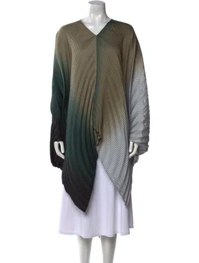 Pre-owned Issey Miyake 2024 Striped Poncho In Green