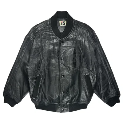 Pre-owned Issey Miyake 80's Leather I.s Bomber In Black