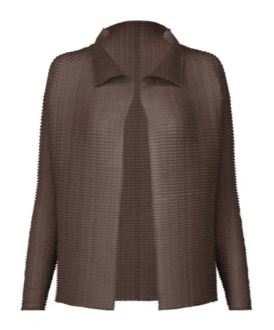 Issey Miyake A Stretchy Long-sleeved Cardigan In Brown