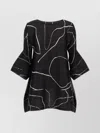 Issey Miyake Abstract Pattern Dress Bell Sleeves In Black