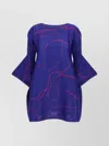 Issey Miyake Abstract Pattern Knee-length Dress With Wide Sleeves In Blue