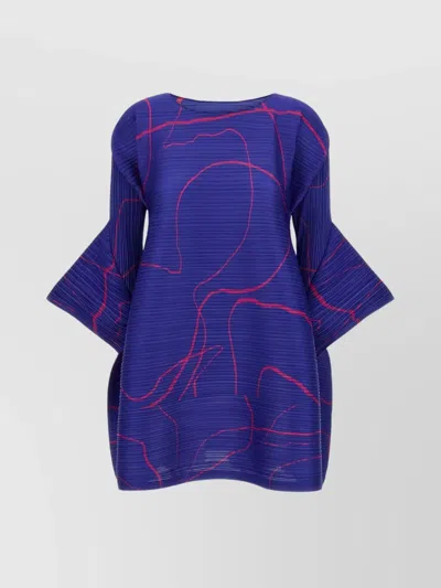 ISSEY MIYAKE ABSTRACT PATTERN KNEE-LENGTH DRESS WITH WIDE SLEEVES