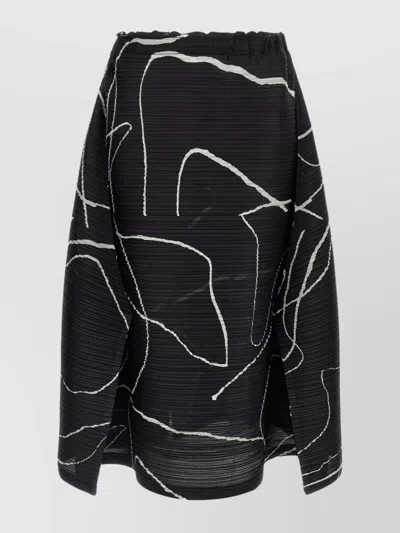 ISSEY MIYAKE ABSTRACT PATTERN KNEE-LENGTH SKIRT WITH ELASTIC WAISTBAND