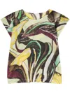 Issey Miyake Abstract-pattern Plissé Effect Blouse In Green