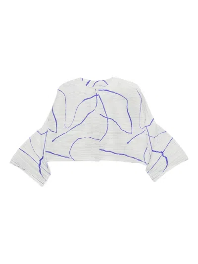 Issey Miyake Abstract-pattern Top In Silver