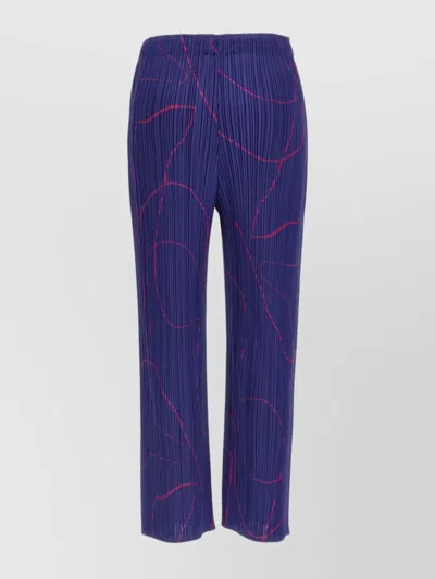 Issey Miyake Abstract Pattern Trousers Elastic Waistband In Blue
