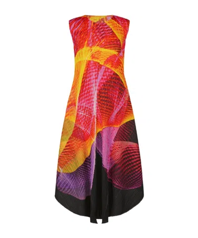 ISSEY MIYAKE ABSTRACT-PRINT MIDI DRESS