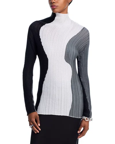 Issey Miyake Abstract Tint Pleated Top In Multi