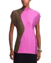 Issey Miyake Abstract Tint Pleated Top In Pink