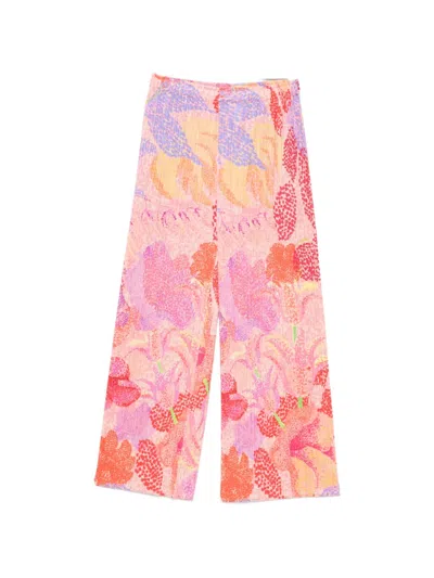 Issey Miyake Abstract-print Pleated Trousers In Pink