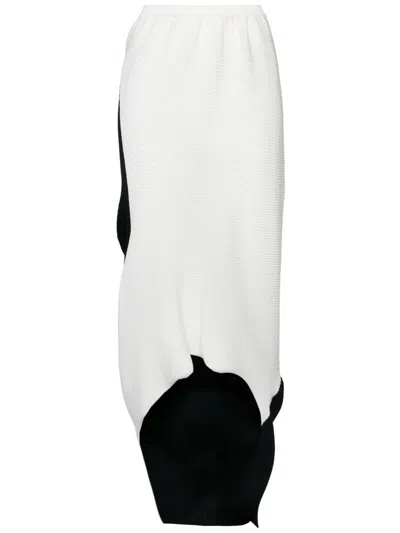 Issey Miyake Aerate Asymmetric Knitted Skirt In White