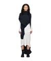Issey Miyake Navy & White Aerate Turtleneck In Black