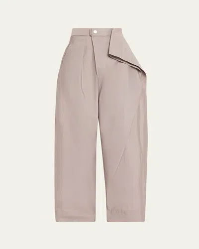Issey Miyake Akimbo Asymmetric Wide-leg Twill Pants In Neutral
