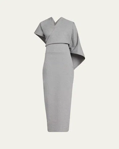Issey Miyake Allow Sculptural Cape Maxi Dress In Gray