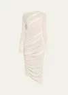 Issey Miyake Ambiguous Twisted Knit Asymmetric Midi Dress In White
