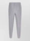 Issey Miyake Ankle Length Vertical Striped Trousers In Gray