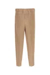Issey Miyake Beige Antiqued Polyester Pant In Ashbeige