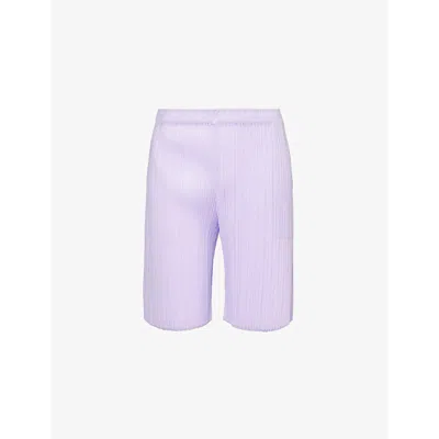 Issey Miyake Pleats Please  Womens Purple Onion April Mid-rise Knitted Shorts