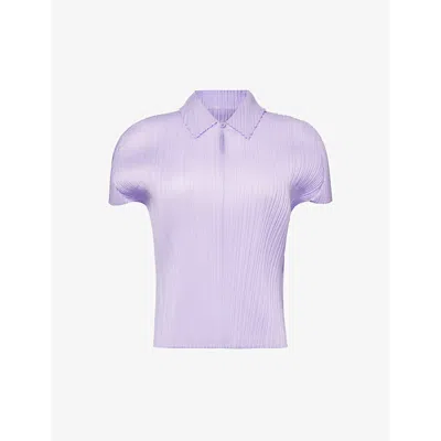 Issey Miyake Pleats Please  Womens Purple Onion April Pleated Knitted Top