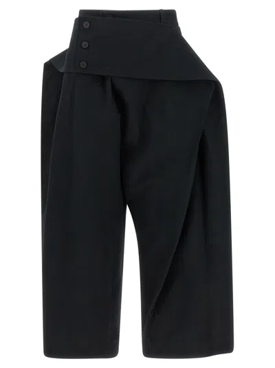 Issey Miyake Architectural Draped Panel Shorts In Black